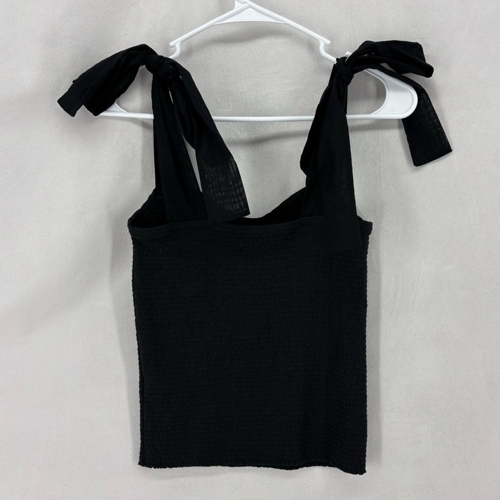Nation LTD Women’s small black smock tank toe bow tie shoulders fitted ladies - Picture 3 of 10
